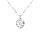 Asfour Crystal Chain Necklace With Heart Pendant In 925 Sterling Silver-ND0461